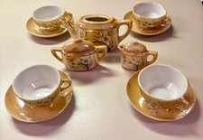 Children's Vintage Tea Set w/ Pearlescent Lusterware  Handpainted Floral Design
