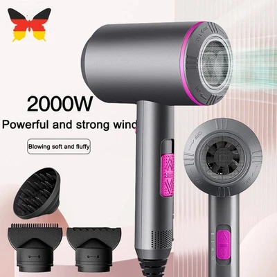 MARKENLOS Ionen Föhn Haartrockner mit 3 Diffusor Haarfön Profi Fön Ionen 2000W Hair Dryer