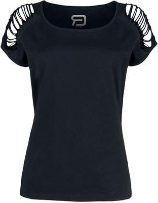 RED by EMP Damen Schwarzes T-Shirt mit Cut-Outs an den Ärmeln