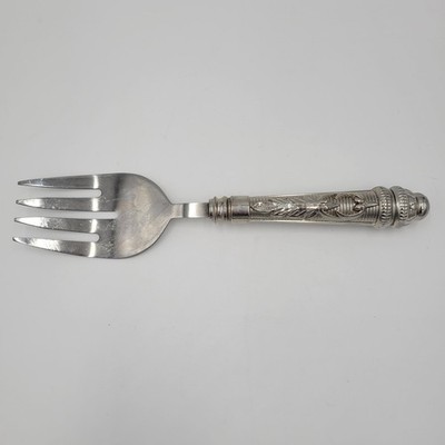 Vintage Kitchen Salad Serving Fork 10'' Silver Victorian Decorative Serve Ware