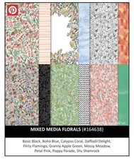 Stampin Up MIXED MEDIA FLORALS (24) Sheets 6x6 Designer Series Paper DSP!