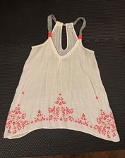 Jolt Womens White Sleeveless Top with Red Flo...