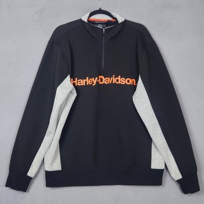 Harley-Davidson Sweatshirt Mens Large Black Gray 1/4 Zip H-D Performance Logo