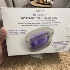 Homedics UV Clean Portable Sanitizer Bag Gray Kills 99.9 Bacteria UV-C LEDs