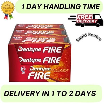 Dentyne Fire Spicy Cinnamon Sugar Free Gum, Pack of 9 (144 Total Pieces)