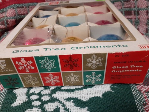 12 Franke Shiny Vintage Glass Colorful Blown Christmas Ornaments in Box Set Lot - Picture 3 of 6