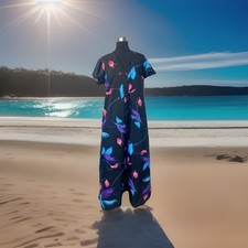 Vintage 60s 70s Honolulu Hawaiian Muumuu House Lounge Dress Kaftan Caftan Sz 10