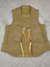Vintage Suede Western Vest Womens Cowgirl Tan Western Boho Country