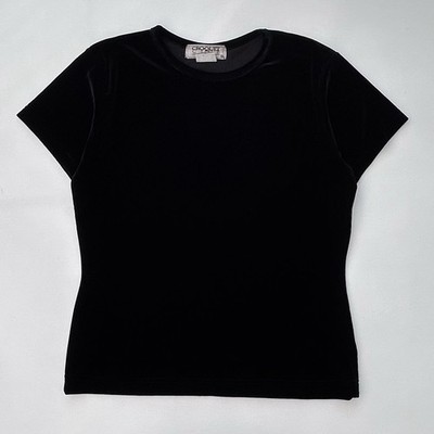 Vintage 90 s Croquet Club Velvet Velour Emo Goth Rock Wednesday Top T Shirt PL