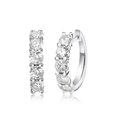 3mm Round Moissanite Hoop Huggie Earrings 925 Sterling Silver Pass Tester GRA