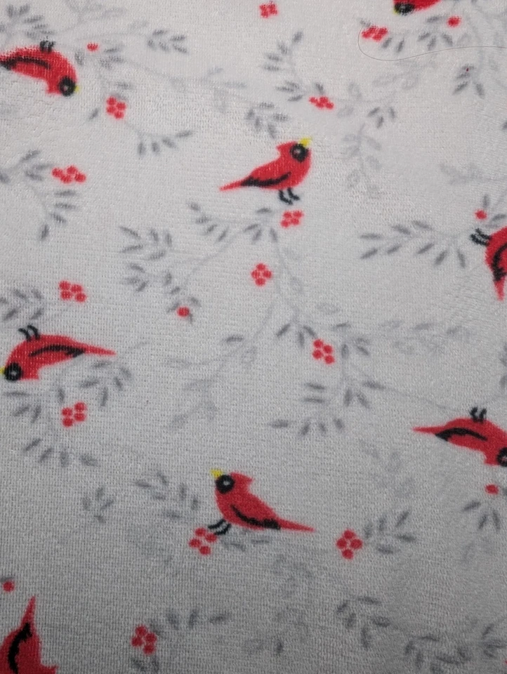 SECRET TREASURES White Red CARDINAL Bird Cozy Soft PLUSH 2 Pc Pajamas Women's XL - Image 2 of 4