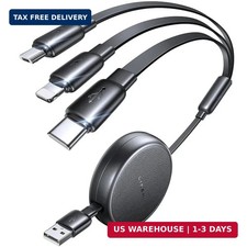 Multi Charging Cable, 3 in 1 Retractable Charging Cable, Retractable Car Charger