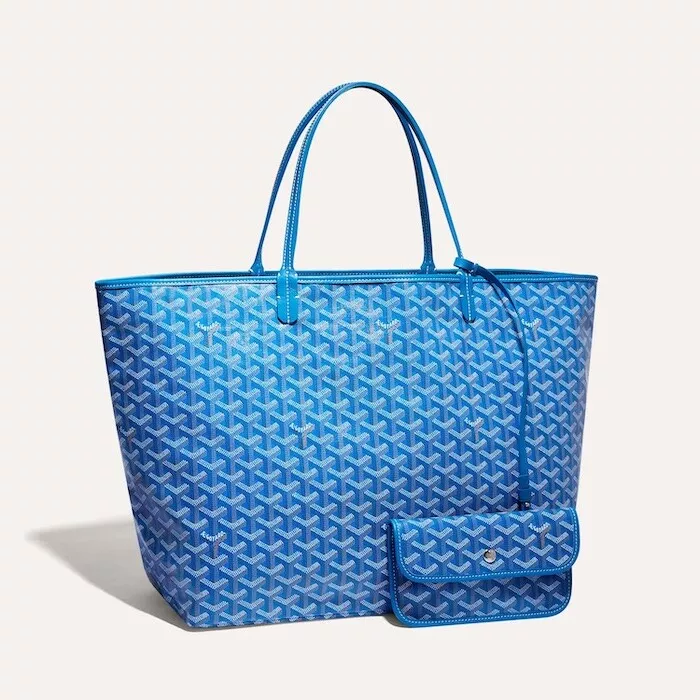 GOYARD Tote Bag Pouch SAINT LOUIS GM Blue Shopping Purse Unisex Auth New  proof