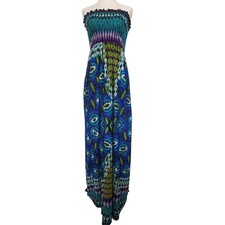 Snap Womens Dress sz L Strapless Maxi multicolored summer