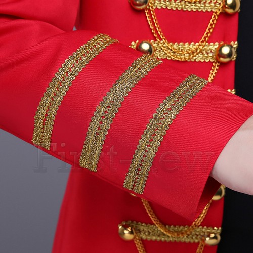 Mens Hussar Jacket Artillery Tunic Military Uniform Drummer Steampunk Coat Tops - Picture 11 of 14