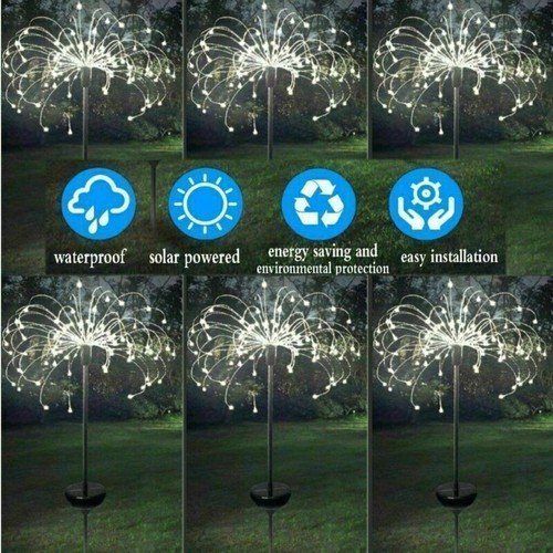 2/4 Stück LED Solar Feuerwerk Licht Solarlampe außen Garten Deko Leuchte Stecker - Bild 4 von 27