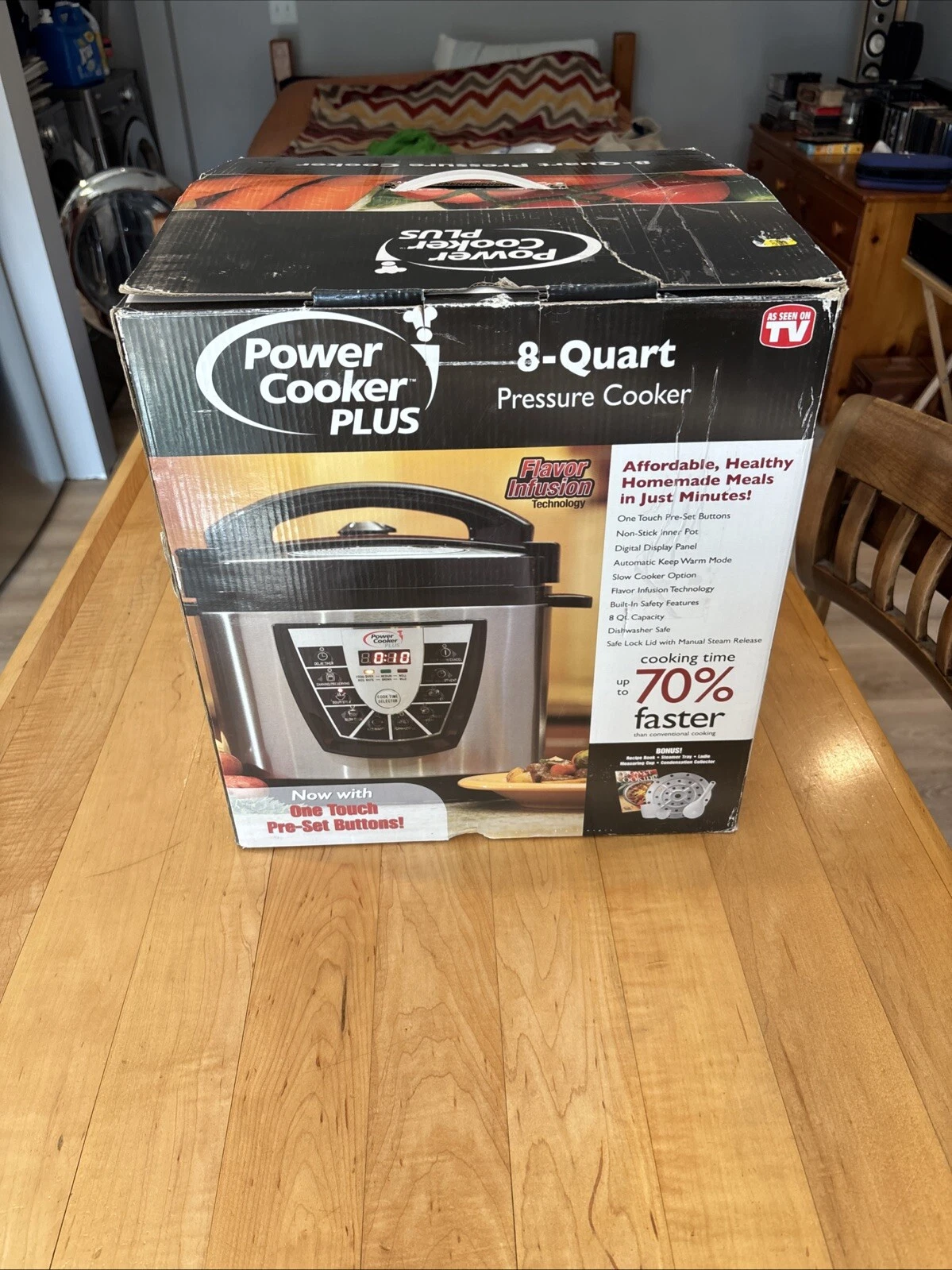 8QT Power Cooker Plus With Bonus Recipe Book Steamer Tray And Tools As Seen TV