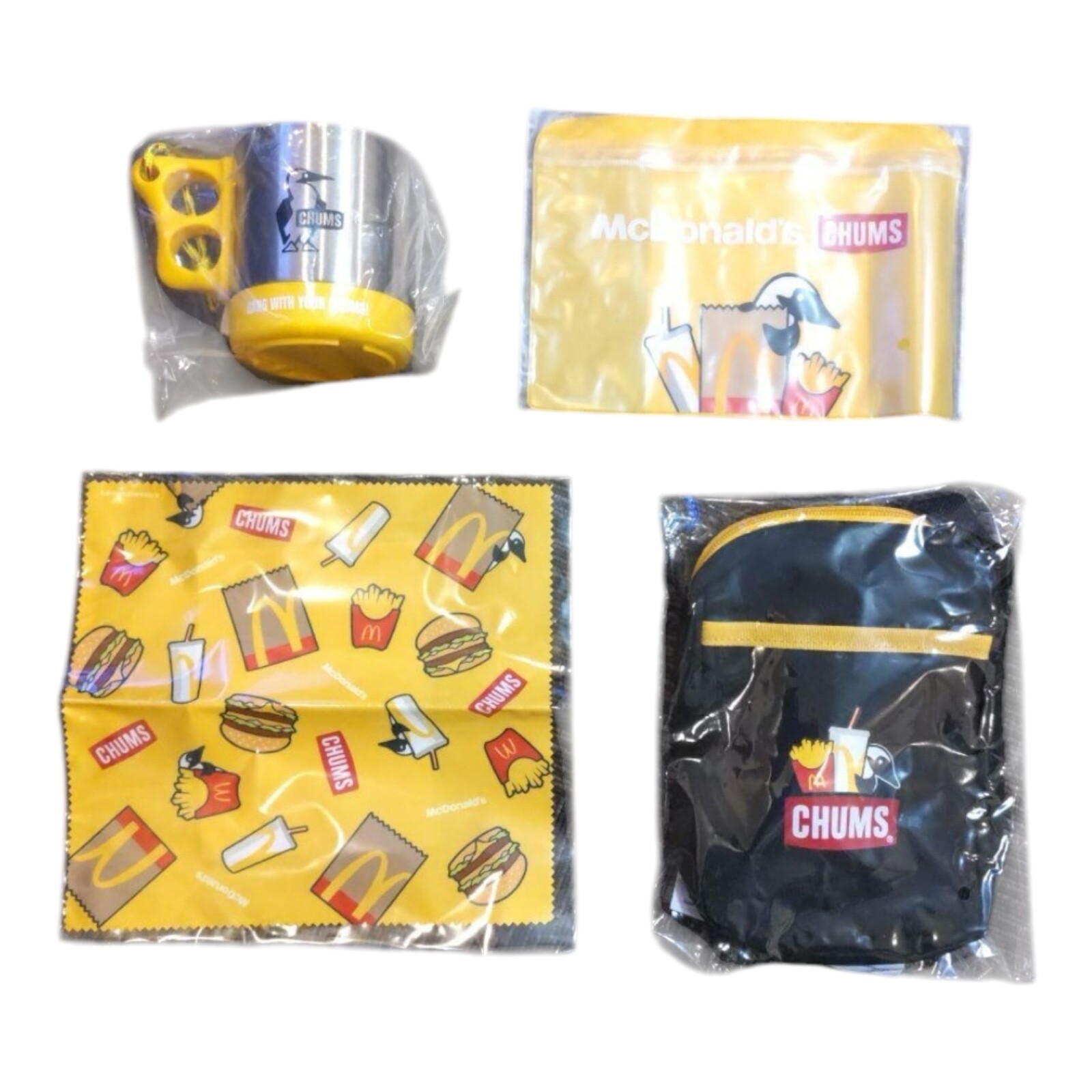 McDonald's CHUMS Shoulder Bag Stainless Mug Cloth Pouch 4 Set Lucky Bag Japan