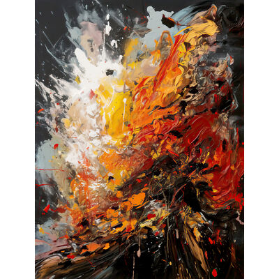 Explosion weiß orange rot abstraktes Gemälde riesiges Wandbild Poster Druck riesig