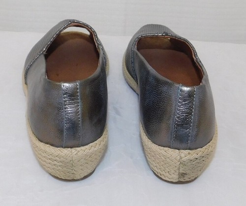 KENNETH COLE Gunmetal Gray Distressed Braided Jute Peep Toe Slip-On Shoes sz 7 - Picture 4 of 6