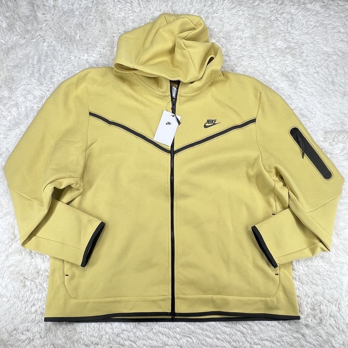 Nike Sportswear Men's Tech Fleece Full Zip Hoodie Yellow Size 3XL