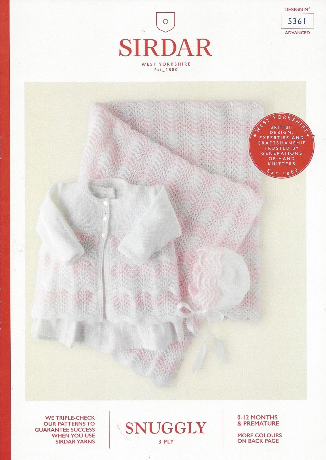 Sirdar Snuggly 3 Ply Knitting Pattern - 5361 Matinee Jacket, Bonnet & Blanket