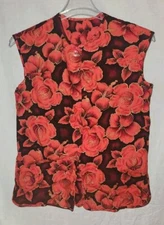 Womens Floral Button Front Sleeveless Top Shirt Blouse