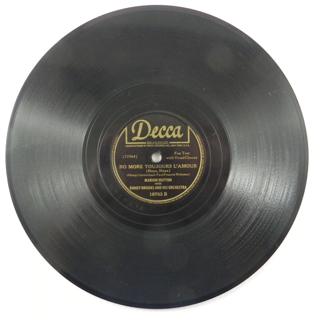 Randy Brooks & Marion Hutton - I'm Gonna Love That Guy 1945 Decca 18703 78 RPM thumbnail 4