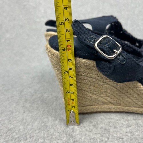Dressbarn Womens Crochet Espadrille Wedge Heels Navy Sz 8.5 Beach Nautical Boho - Picture 8 of 9