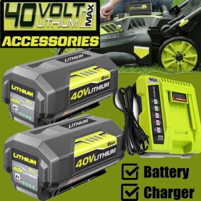 For Ryobi 6.0 Ah 40V Lithium-Ion Battery OP40605 OP40605VNM / Rapid Charger