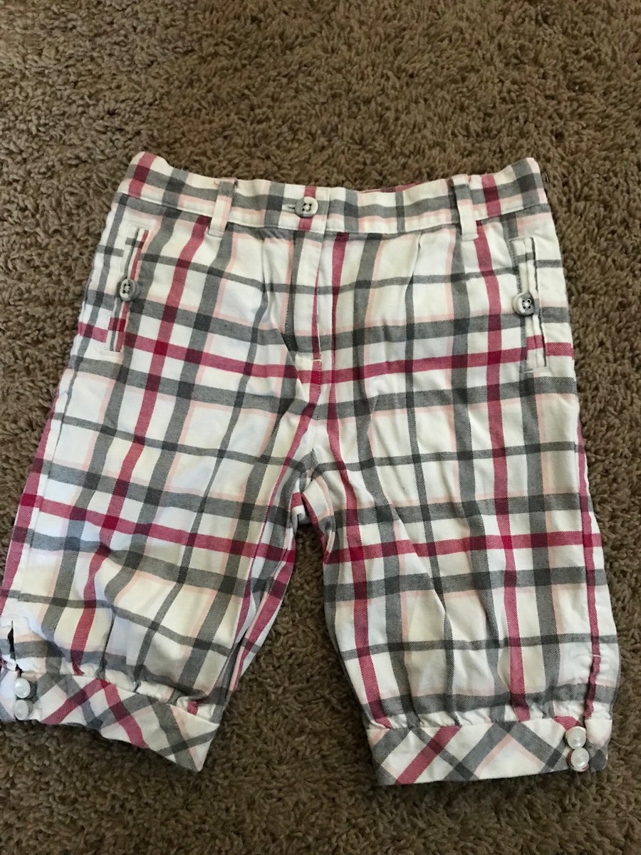 JANIE JACK Plaid Flannel KNICKERS Short PANTS 4T Girls Pink Gray