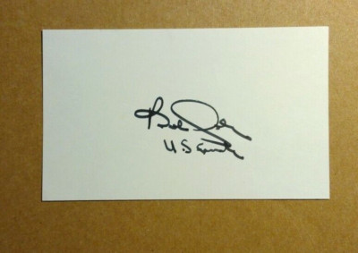 Kansas Senator Bob Dole (1923-2021) signed & Inscribed  3x5  index card
