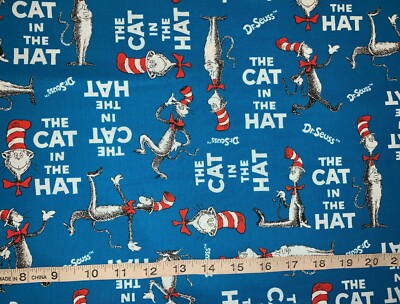 NEW Discontinue Dr. Seuss the Cat in the Hat(2) Fabric Sold By FQ (Fat Quart)