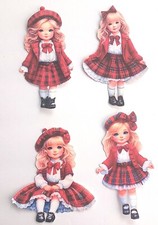 3D UPick Blonde Girl Red Plaid Skirt Jacket Cap Bow Embellishment 4135