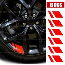 6x Adesivo Rosso Riflettente Cerchio Ruota Auto Vinile Decalcomanie Accessori Auto per 16"-21"