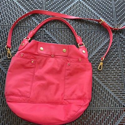 Marc by Marc Jacobs Hot Pink Nylon Hobo Bag Marc by Marc Jacobs Maroon and Pink Printed Nylon Hobo Bag  main image 3