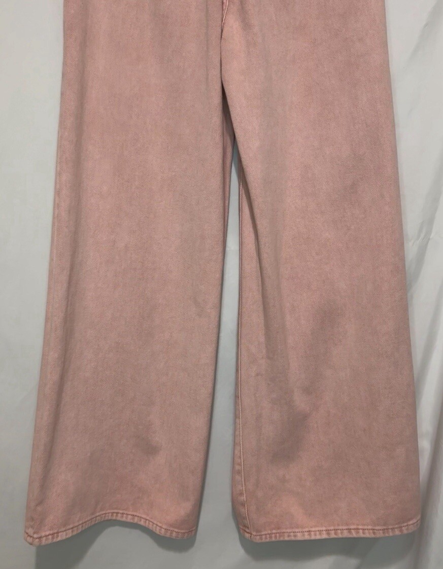 Pink Fashion Nova Wide Leg Distressed Jeans Size 11 image 7