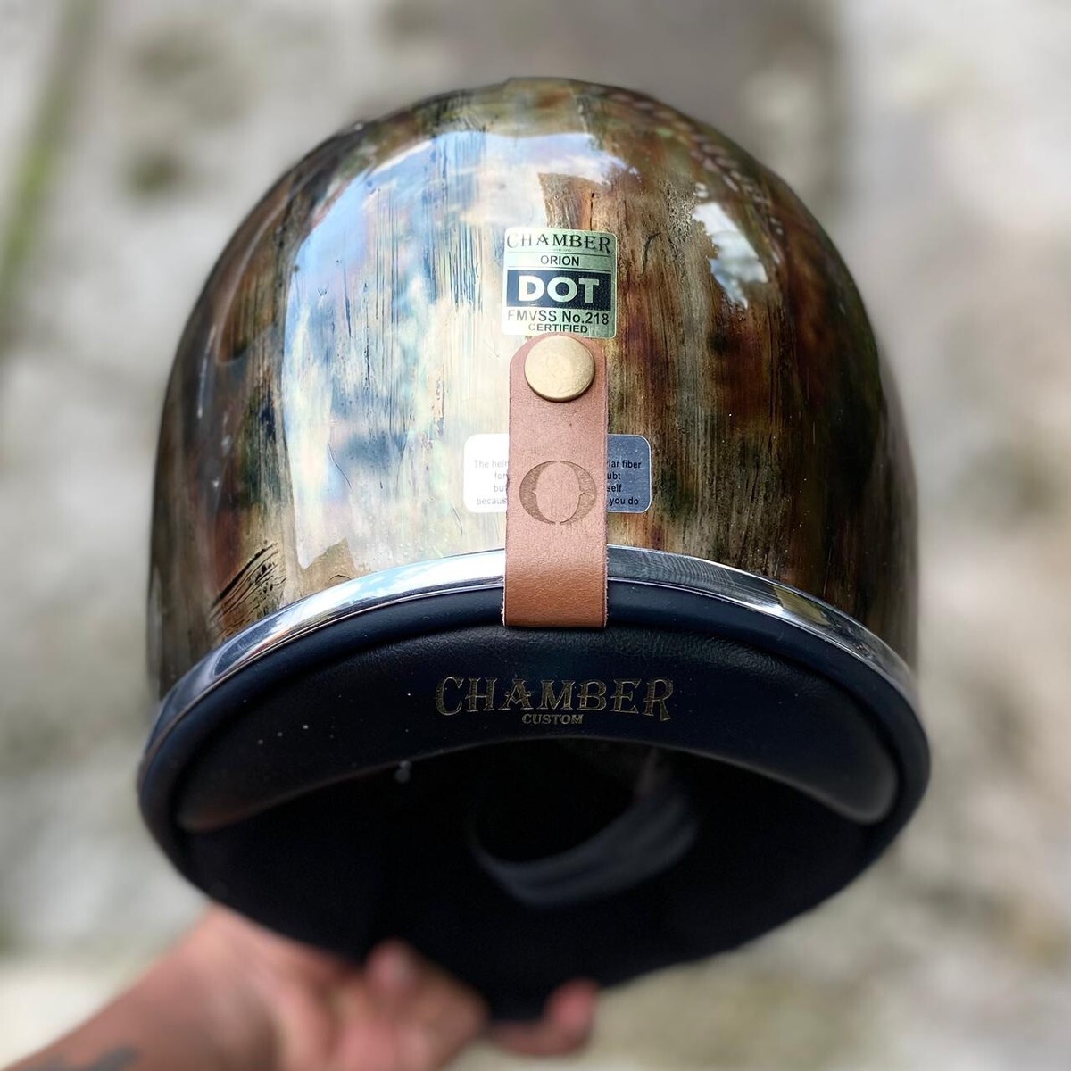 FULL FACE VINTAGE CUSTOM HELMET ORION RUSTIC CHROME BOBBER CHOPPER