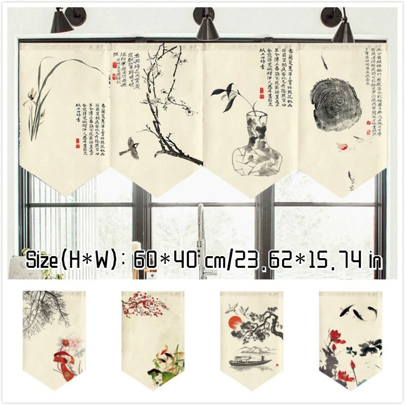 Cortinas de puerta corta de cocina de lona Noren Blackout cenefa divisor de habitación Foto 2 de 4