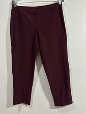 Eileen Fisher Women's Burgundy Nylon Blend Knit Elastic Waist Ankle Pants Sz PL