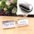 Silver Rectangle Engraved Personalised Page Boy Wedding Cufflinks