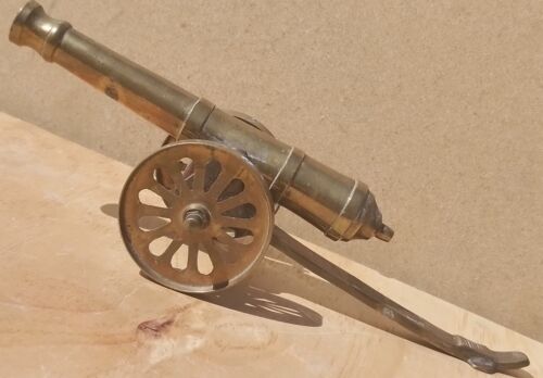 Vintage Old Antique Solid BRASS gun cannon metal army war canon 10" inches - 第 1/11 張圖片