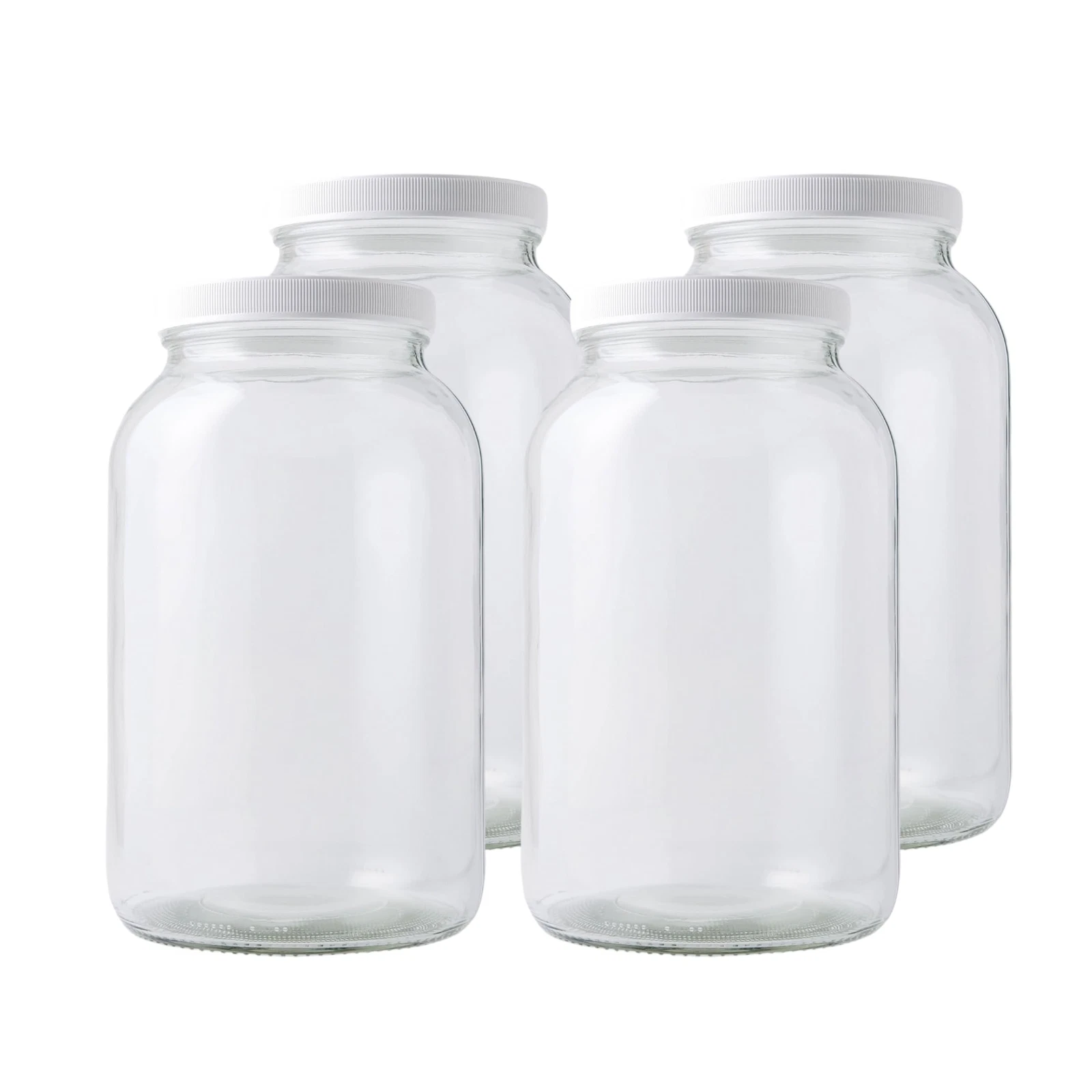 1 Gallon Wide Mouth Glass Mason Jars with Airtight Lids Set of Four