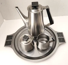 Rogers Insilco Mid Century Modern Coffee Serving Set With Tray 1960's