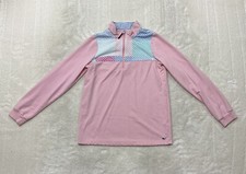 Vineyard Vines Girls Size XL 14/16 Pink 1/4 Zip Pullover Multicolor Logo Accent
