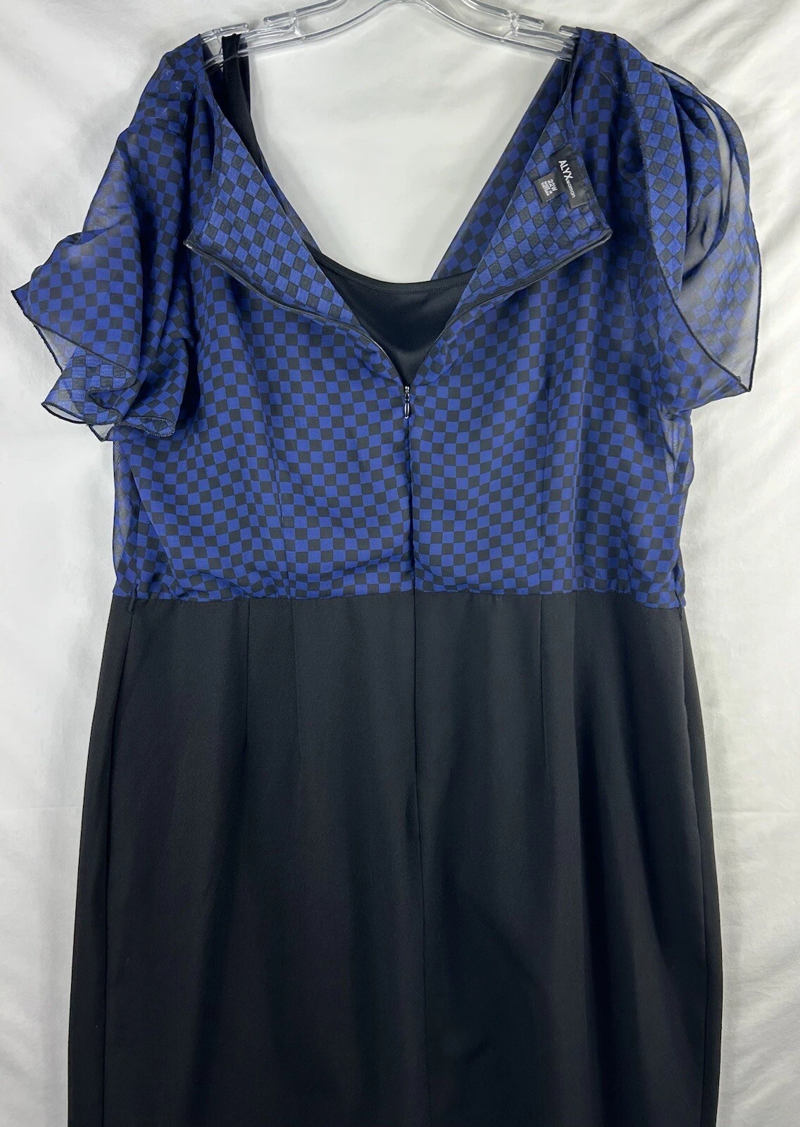 Abito gonna solida ALYX da donna nero e blu a scacchi taglia 22 W