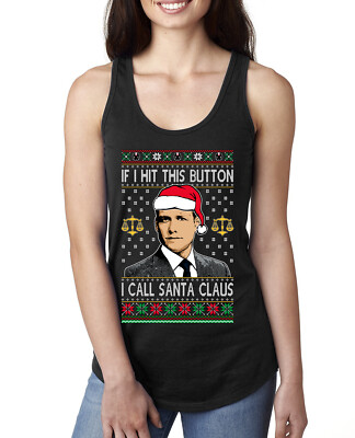 Harvey Hit This Button I Call Santa Specter Parody Ladies Racerback Tank Top