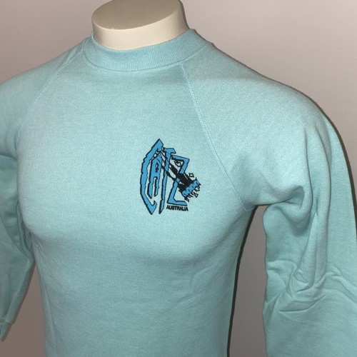 Vtg 80s Sweatshirt Catz Australia Shirt Crew Neck Surf Skate USA NOS Youth XL - Picture 12 of 12