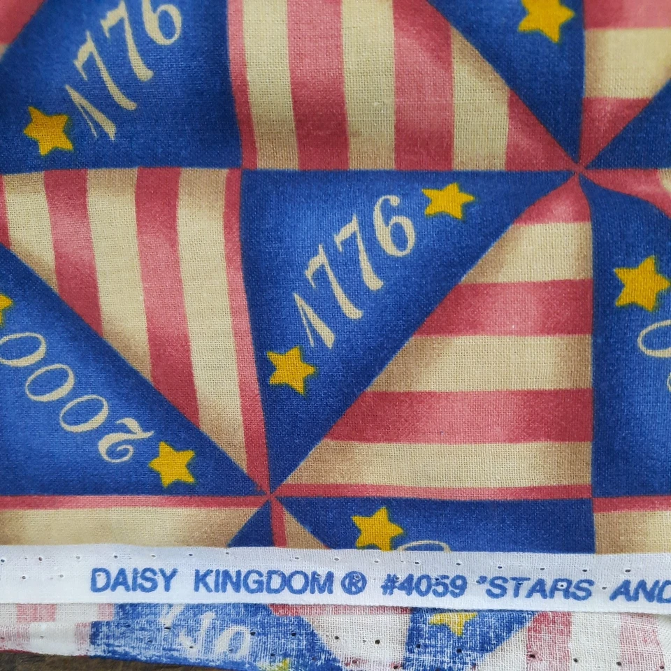 Daisy Kingdom #4059 Stars & Stripes Pinwheel Cotton Fabric 44" X 33" USA America - Image 3 of 4