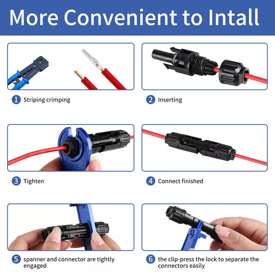 2-100Pairs Solar Panel Cable Connectors Compatible with MC4 2,5/4/6mm² IP67 Kits - Image 3 of 4